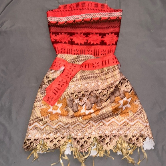 Disney Moana Princess Halloween Costume Size Small 4-6X, Orange Top & Skirt. - Picture 2 of 7